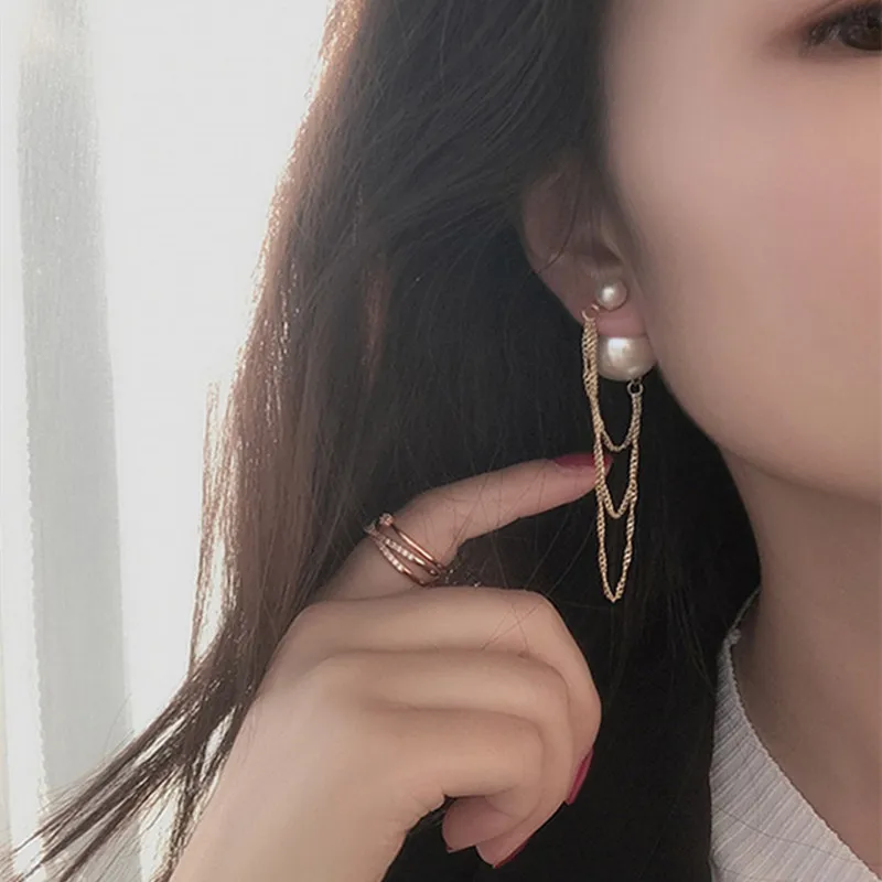 Корейские Новые Элегантные уникальные жемчужные серьги с металлической