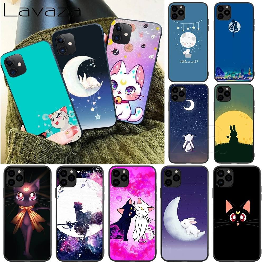 Силиконовый мягкий чехол Lavaza Moon Bunny rabbit для iPhone 12 Mini 11 Pro XS Max XR X 8 7 6 6S Plus 5 5S