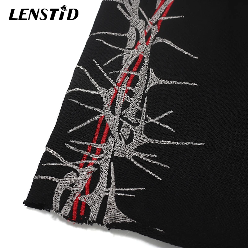 Мужские шорты карго LENSTID с вышивкой в стиле хип хоп уличная одежда Harajuku хлопковые