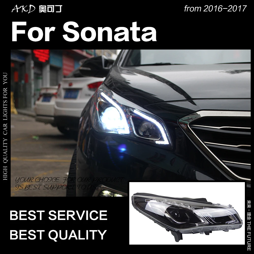 AKD автостайлинг фара для Hyundai Sonata фары 2016 2017 новая светодиодный ная DRL Hid