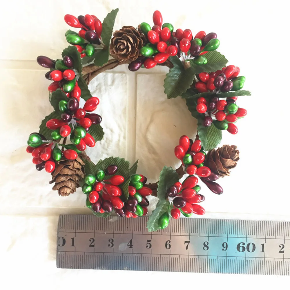 Искусственные ягодные ветки цветы рождественские украшения венок красный