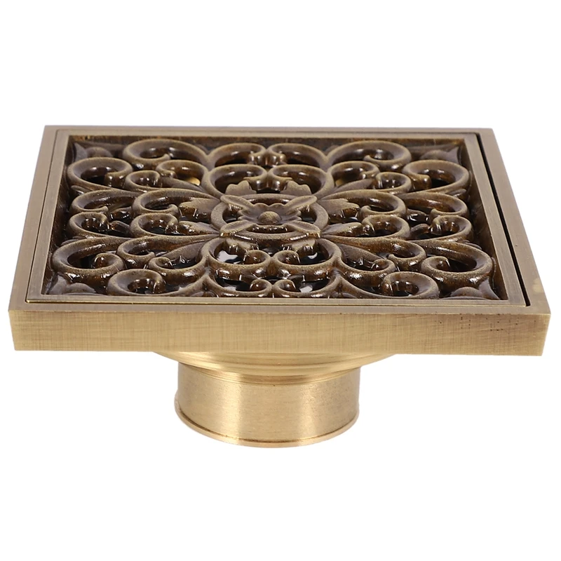 

ЦВЕТОЧНЫЙ РЕЗНОЙ художественный квадратный трап для ванной комнаты медный дезодорант трап для пола европейский античный медный трап для п...