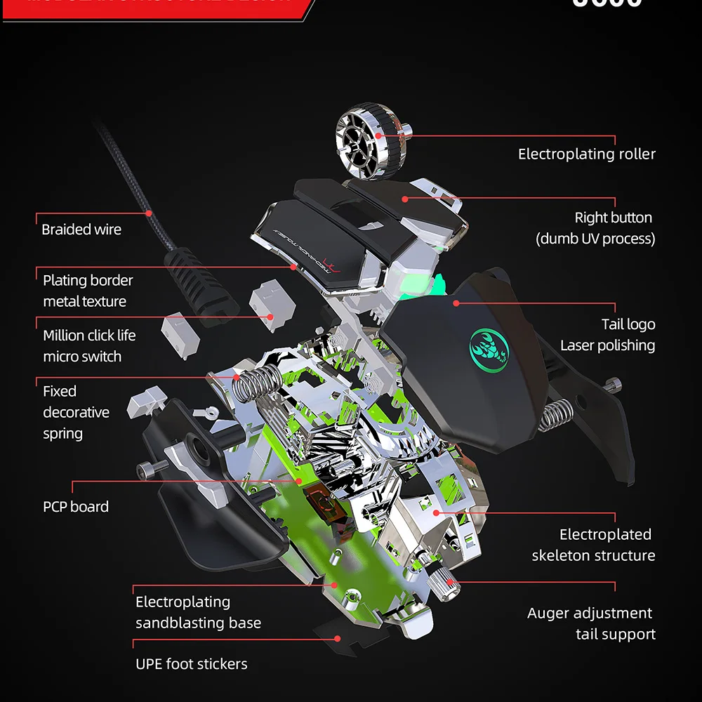J600 механические макросы Define игровая мышь Проводная 6400 dpi 9 программируемых клавиш компьютерная геймерская мышь
