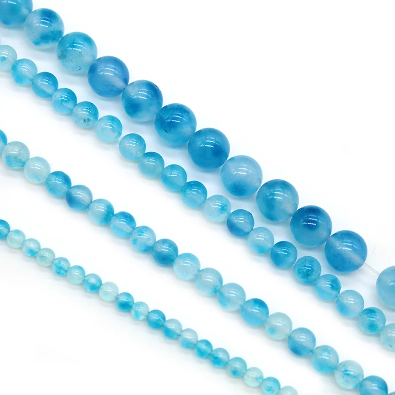 Бусины из натурального камня поплавковая синяя нить 4/6/8/10/12 мм для изготовления