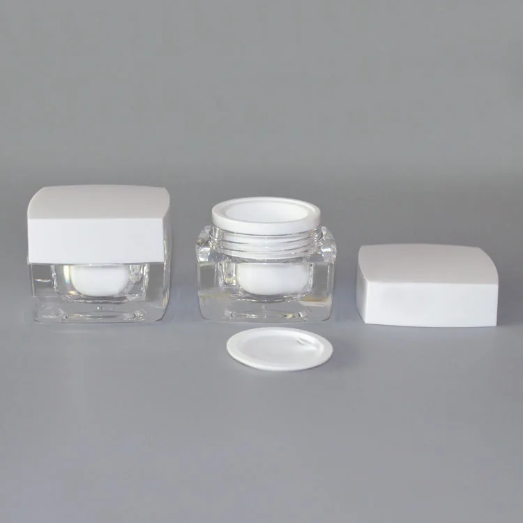 Пластиковая Акриловая банка квадратной формы 10 г Оловянная бутылка крем для