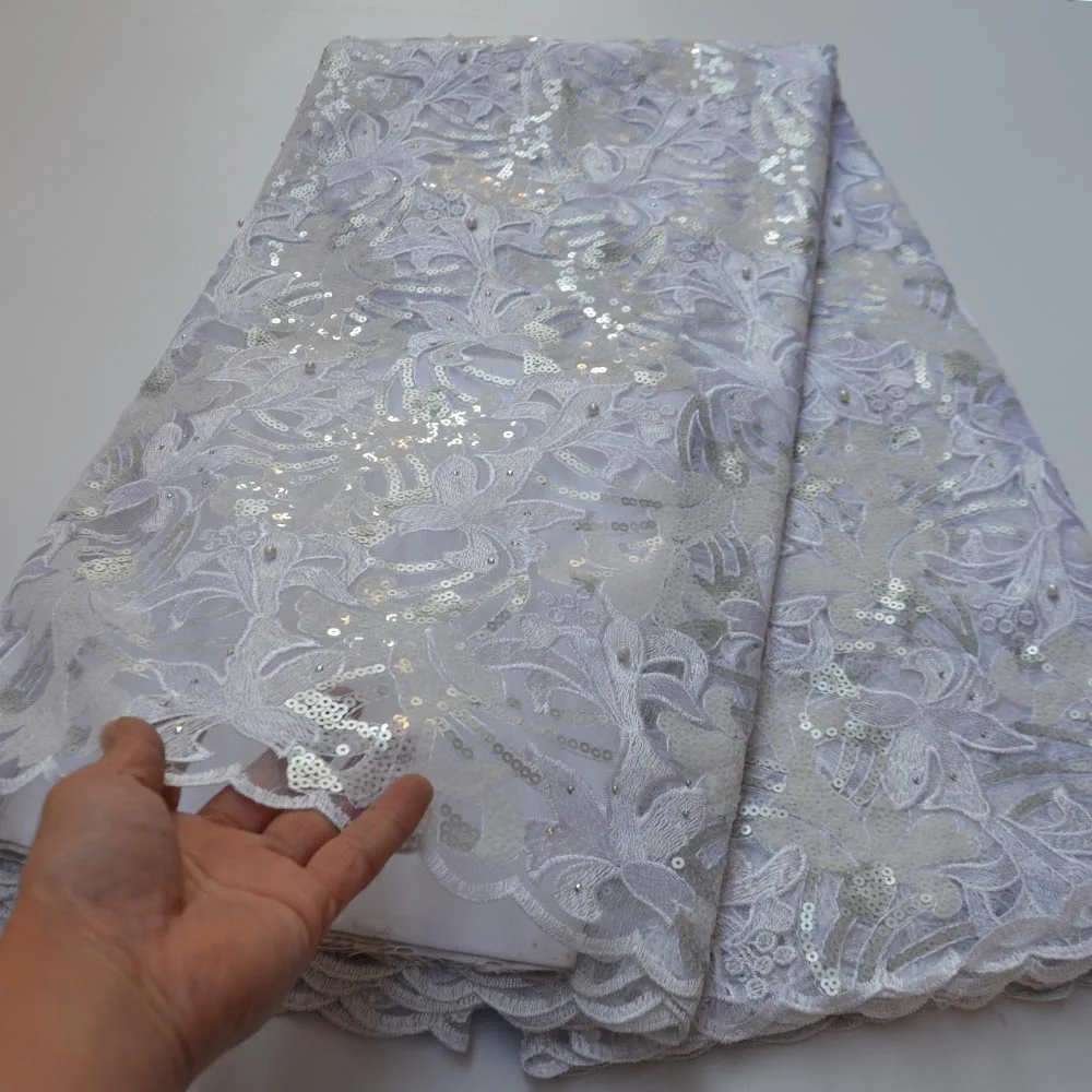 Африканская блестящая нигерийская вышитая Тюль кружевная ткань 2020 Высокое