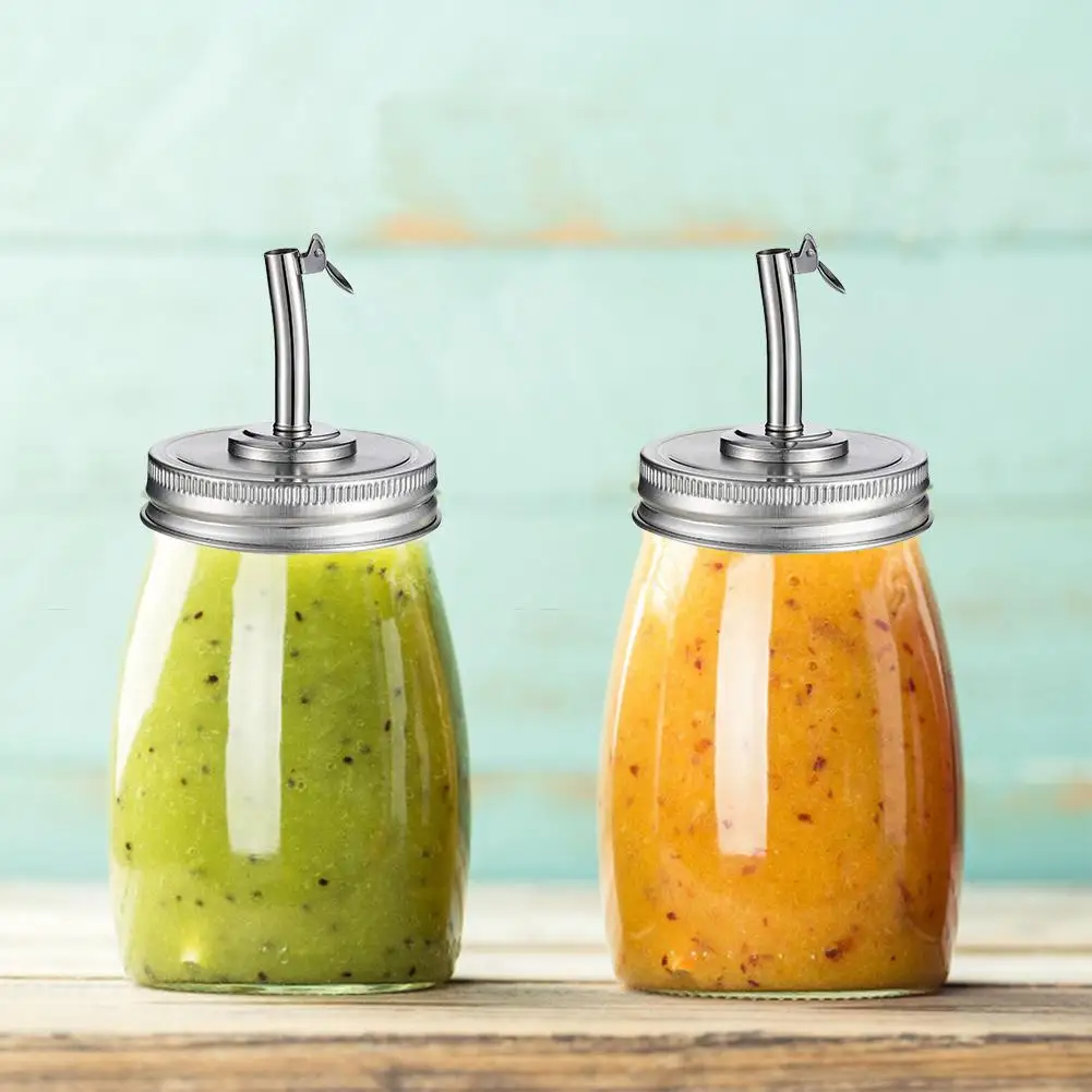

4PCS Jar Lids Mason Jar Oil Spout Lid Stainless Steel Canning Sealing Soy Sauce Vinegar Lid Kitchen Tools
