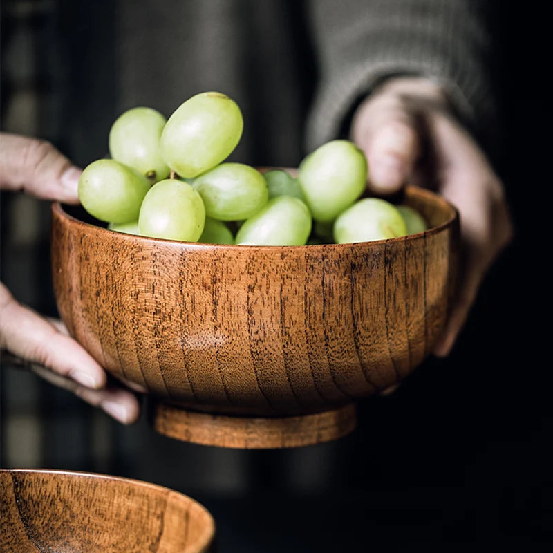 2/4 шт. японская Деревянная миска большая для риса супа столовая посуда кухонная