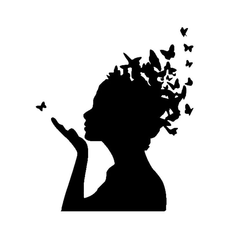

A-0401 Butterfly Girl Modeling Fashion Creative Car Stickers PVC Auto Motorcycle Laptop Decorative Accessories Fun Shape Decals