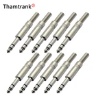 10 шт. 3-Полюсные 6,35 мм стерео Штекерный Соединитель с пружинным хвостом, никелированный 3-контактный 3,5-дюймовый разъем для микрофона