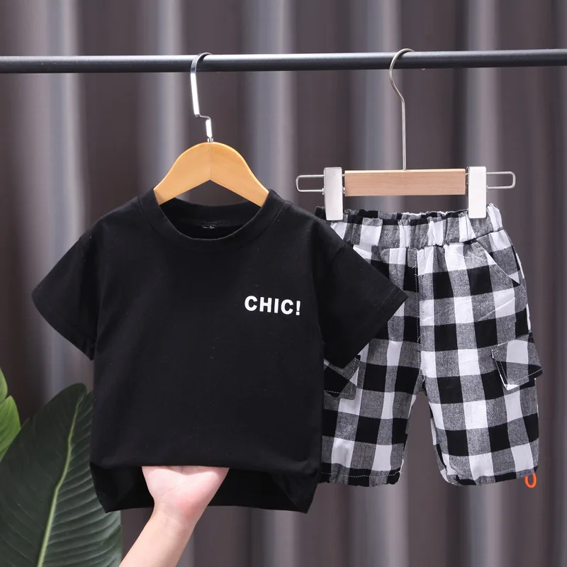 

Простые Модные комплекты одежды для маленьких мальчиков, Детская летняя повседневная одежда для маленьких девочек 2021, Детская Хлопковая фу...