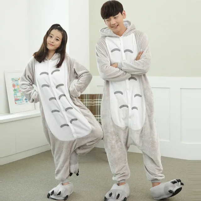 Totoro Зебра взрослых пижамы Все в одном Pyjama животных Костюм Косплэй Для женщин зимняя одежда милый мультфильм животных Единорог Пижамы для девочек кигуруми единорог пижама женская кегуруми кенгуруми для взрослых пижама - Цвет: Totoro