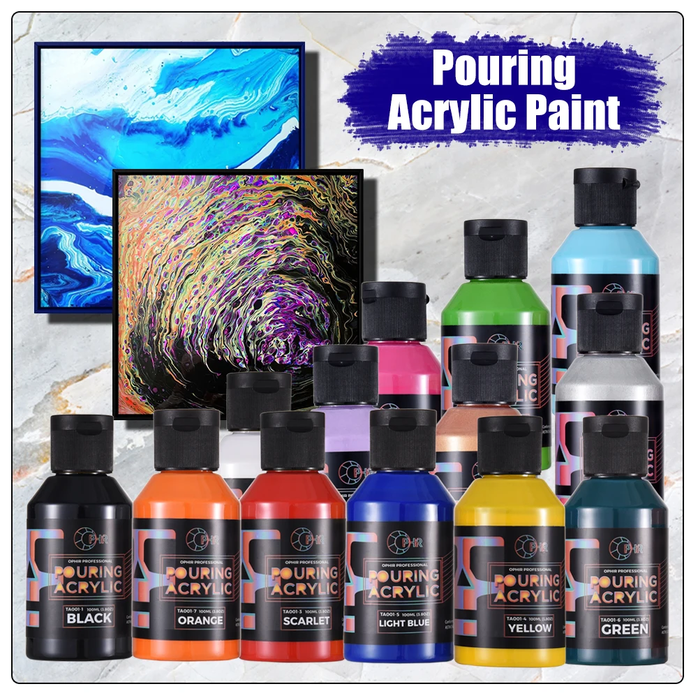 OPHIR-Líquido de pintura acrílica para artista, suministros de arte DIY, 36 colores a elegir, 100ML