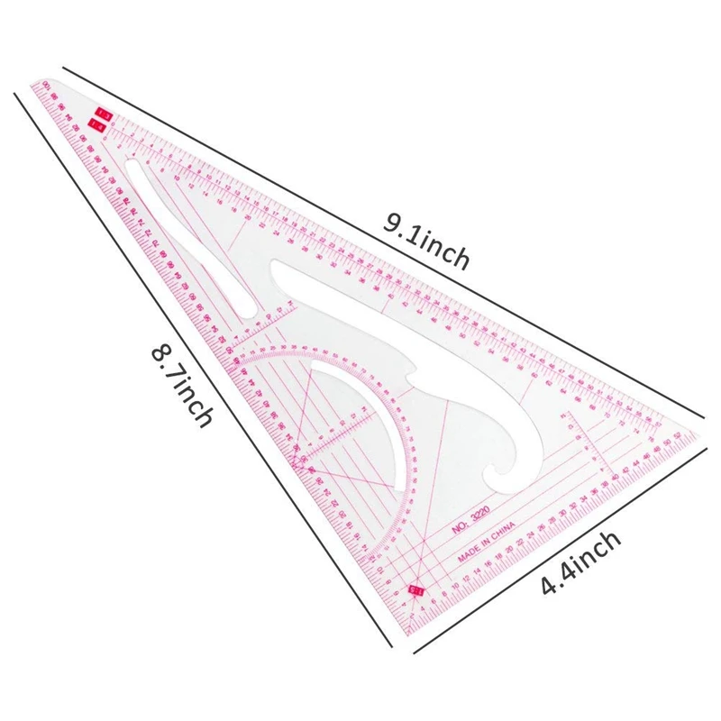 Sewing Ruler Set (4 Pcs) - Metric French Curve Pattern Grading Dressmaking Drawing Drafting Measure Template Too | Дом и сад