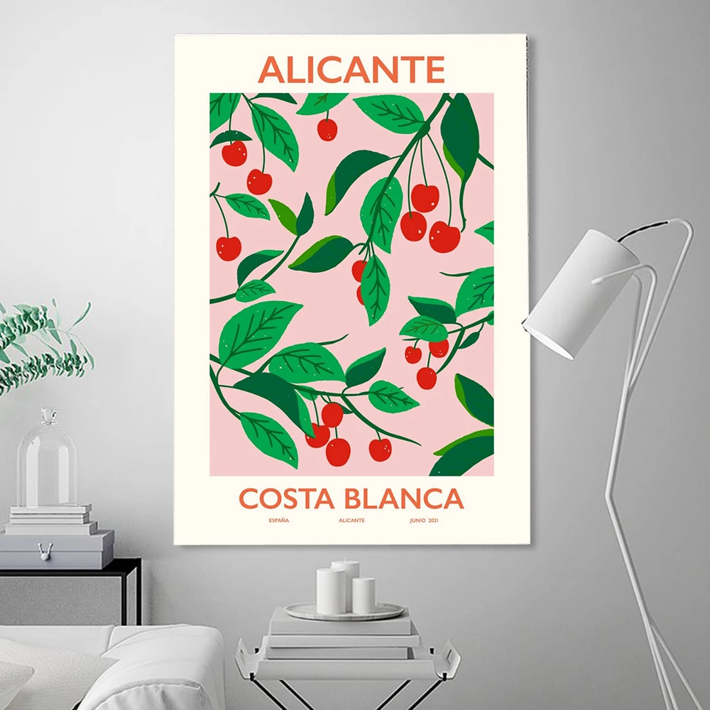 

Botanical Poster Vintage Cherries Pear Canvas Painting Kitchen Fruit Art Print Modern Wall Picture For Living Room Home Decor