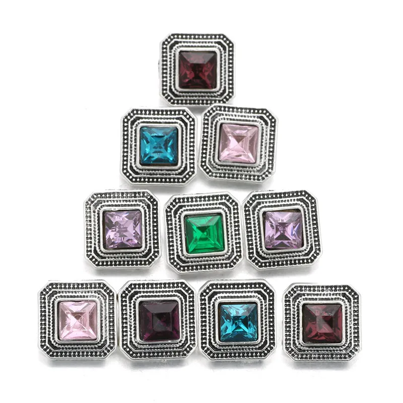 10 шт./лот смешанный стиль 12 мм кнопки ювелирные изделия металлические квадратные