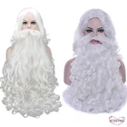 Morematch Рождественский подарок искусственная кожа и борода синтетические волосы короткие косплей парики для мужчин белые аксессуары для волос шляпа