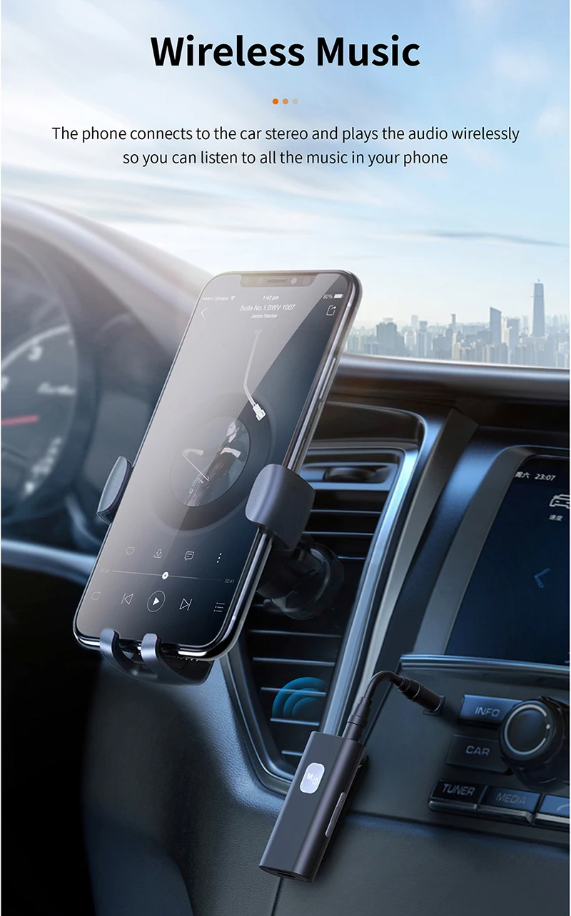 

5.0 Bluetooth Transceiver Audio Connection with Microphone Car External Lavalier Bluetooth Audio Receiver