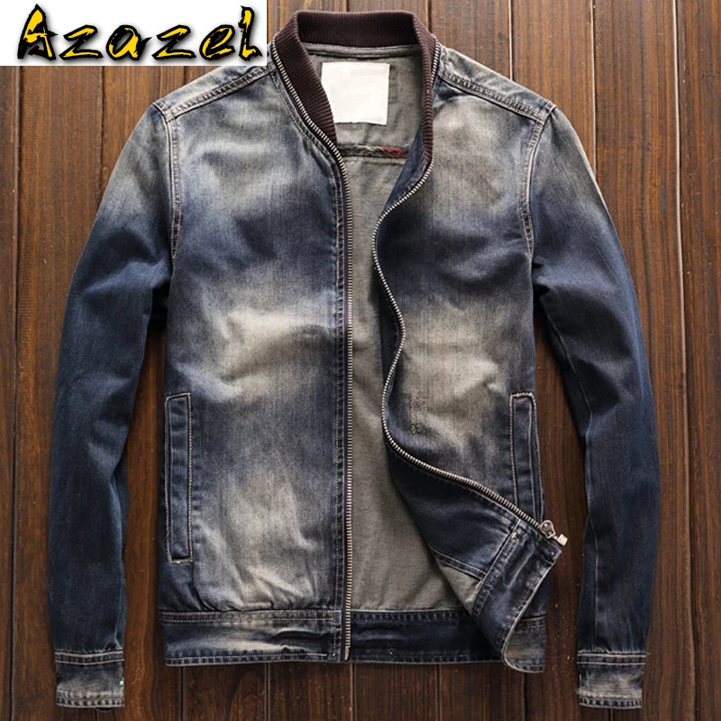 Мужская мотоциклетная джинсовая куртка черная приталенная в европейском стиле