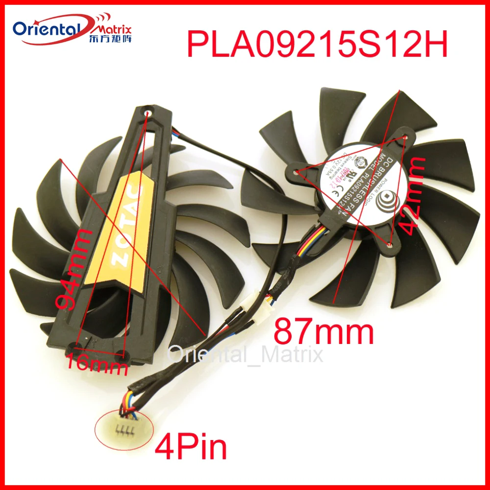 

PLA09215S12H 87mm 12V 0.55A 4Pin VGA Fan For ZOTAC GTX660 GTX660TI GTX670 Graphics video Card Cooling Fan