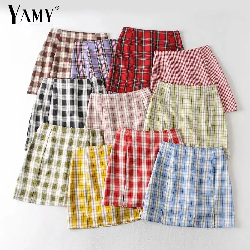 Plaid Skirt Streetwear Vintage Sexy Skirt Elegant Korean Mini Skirts Harajuku 2023