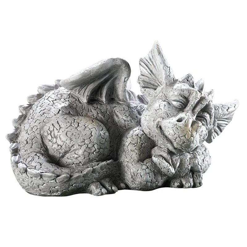 Dragon Baby Garden Statue Adorable Sleep Portrait Stone Outdoor Decoration For Home Art Ornaments Lawn Yard Decor | Дом и сад