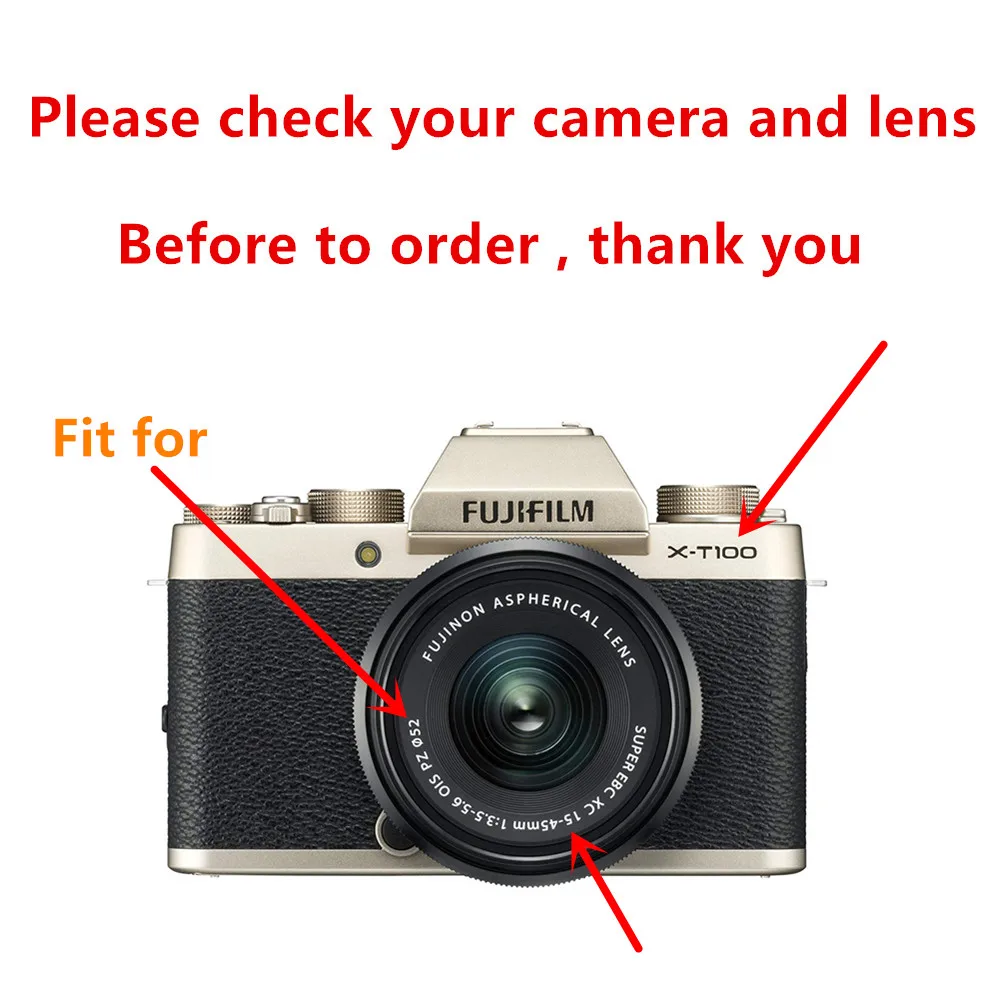 52mm Metal Vented Lens Hood for Fujifilm X-T100 X-T30 II X-A20 X-A7 X-A5 XA20 XA7 XA5 XT30 XT100 XT30II Camera with 15-45mm lens - купить по