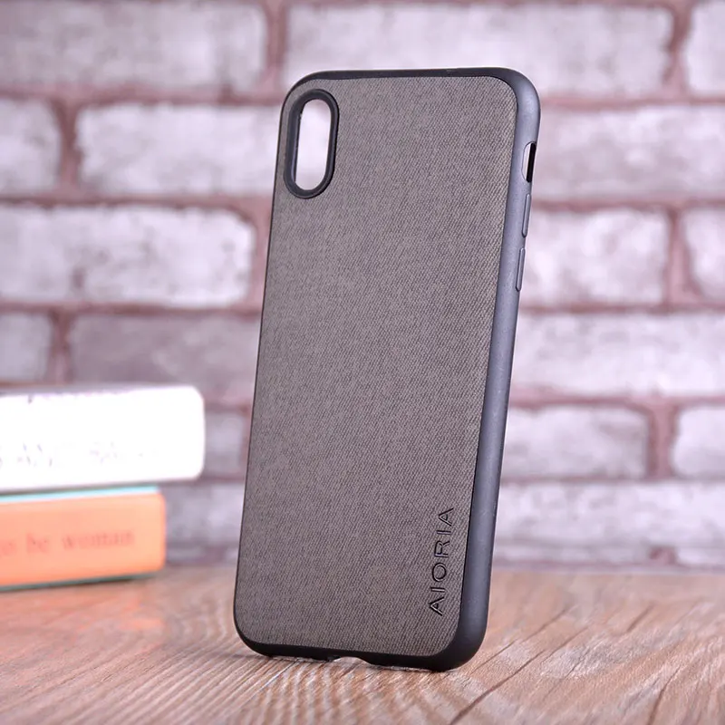 Чехол для iPhone X XR XS max, роскошный текстильный кожаный чехол из мягкого ТПУ, жесткий чехол для телефона для iPhone X XR XS, чехол funda capa - Цвет: Dark Gray