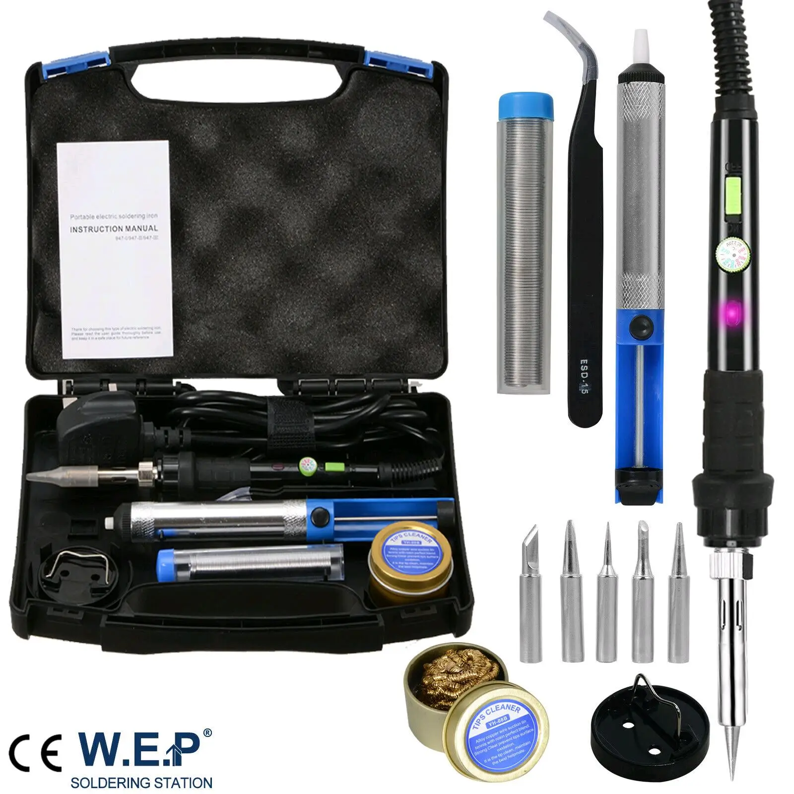 

Thermostatic Electric Mini Solder Iron Station Adjustable Temperature Electric Soldering Iron Kit 60 W Black 60W 220V