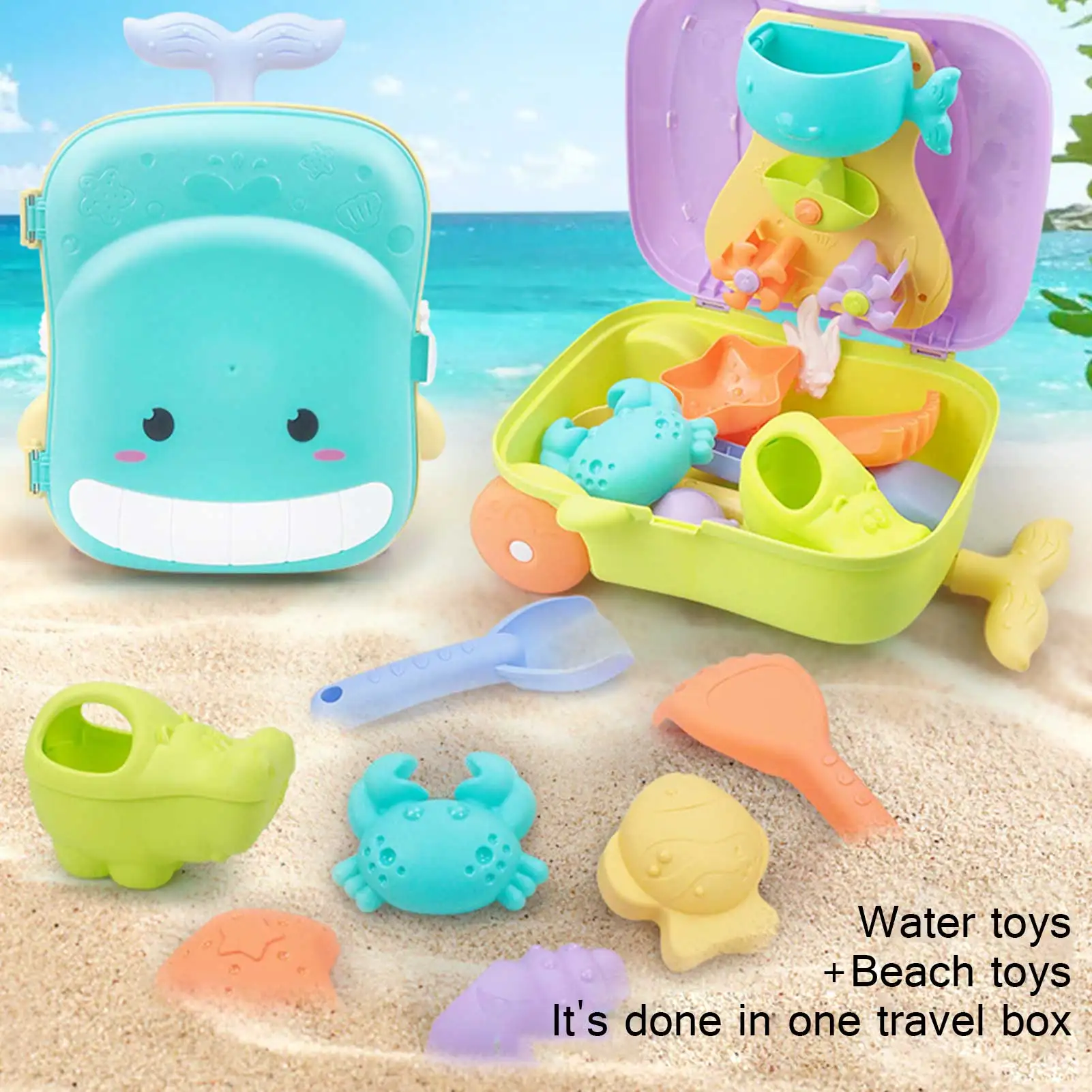 

Beach Toys For Kids Baby Beach Game Toys Children Sandbox Set Kit Summer Toys For Beach Play Sand Water Game Trolley Case