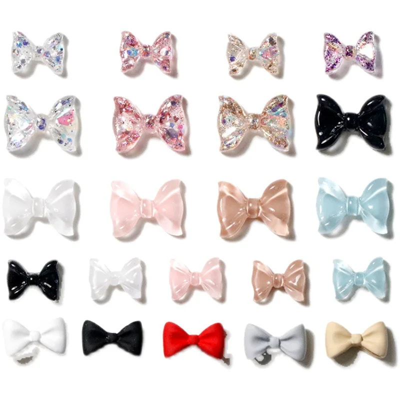 

5 Pcs Nail Jewelry Transparent Three-dimensional Diamond Bow DIY Nail Art 3D Decoration Transfer Foil Slider Nail Accesoires