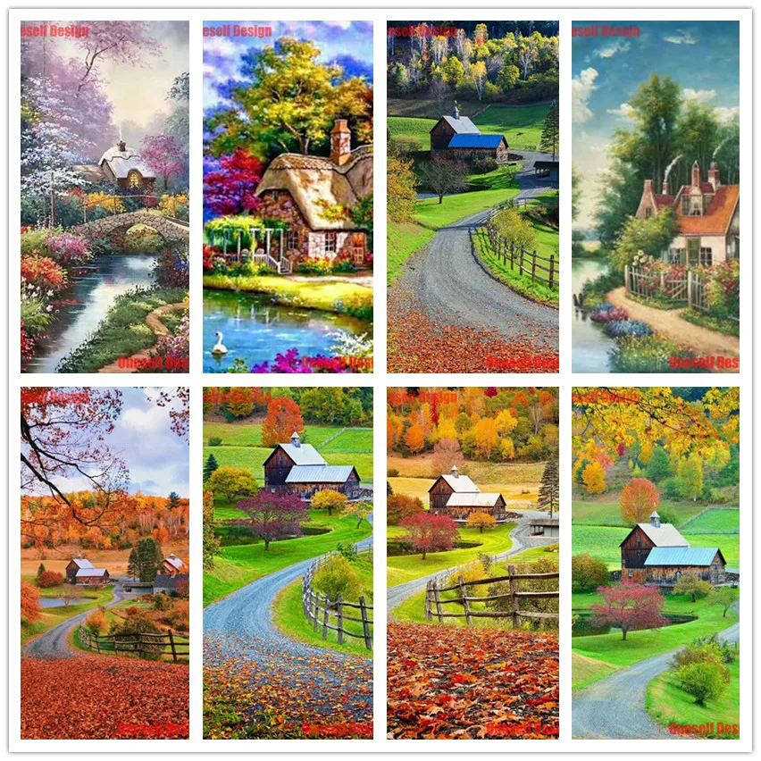 Алмазная живопись 5d домик в лесу картина полностью квадратная/круглая Волшебный