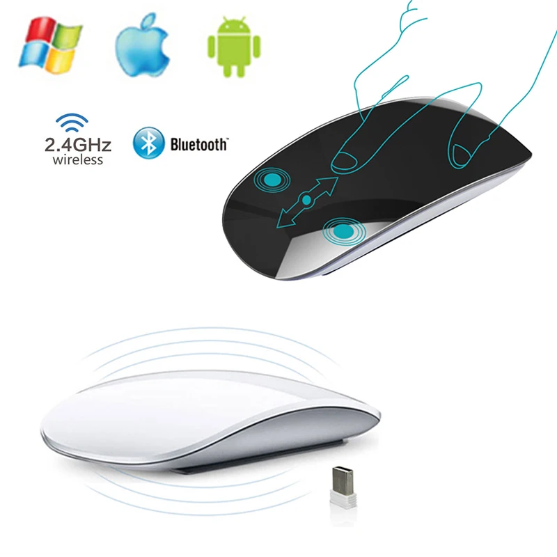 Мышь Компьютерная Apple Style Magic Touch беспроводная эргономичная тонкая дуговая мышь с