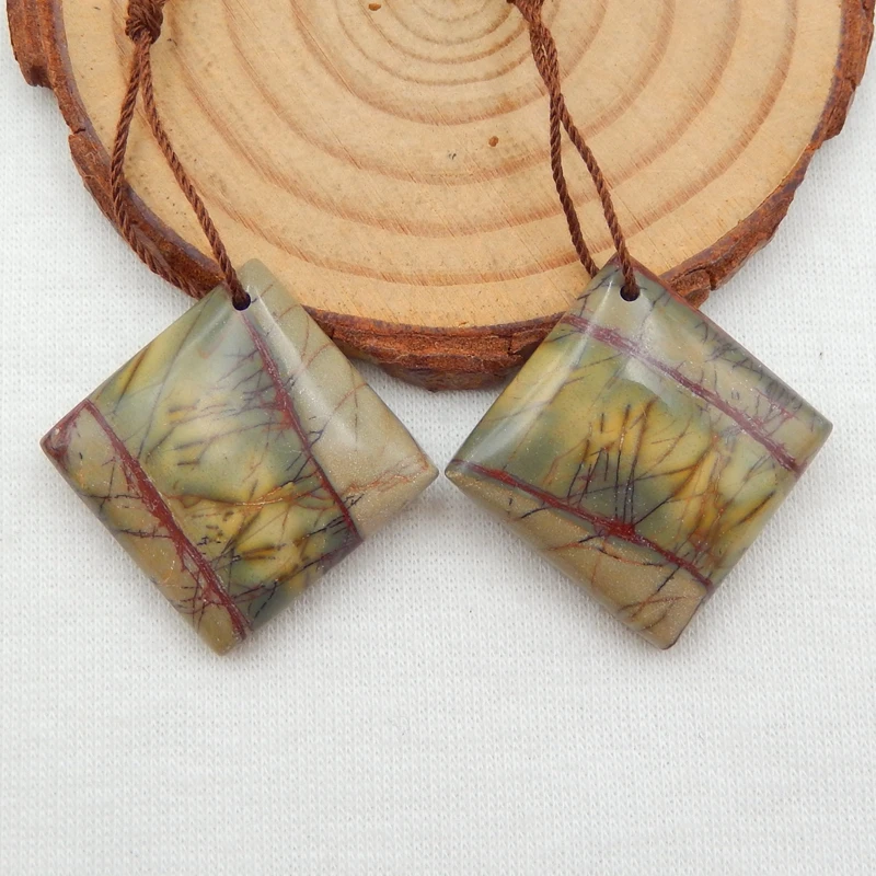 

Natural Multi-Color Picasso Jasper fashion woman Earrings Beads 23x23x6mm12.3g