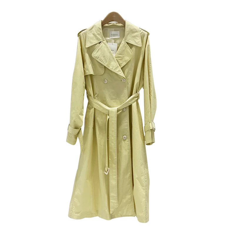 

TINT ERA Windbreaker Women's Mid-length Style 2021 Spring New Coat Temperament Korean Large Lapel Profile Long Women
