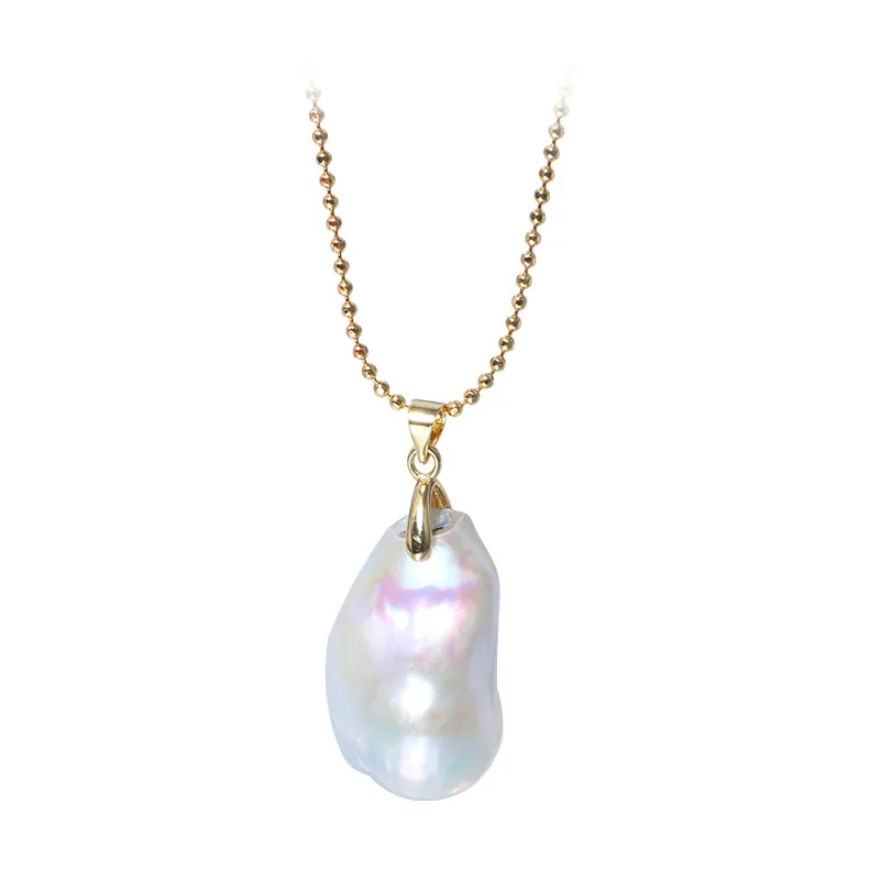 

14K Real Gold Electroplated Pearl Pendant Necklace 210327-06