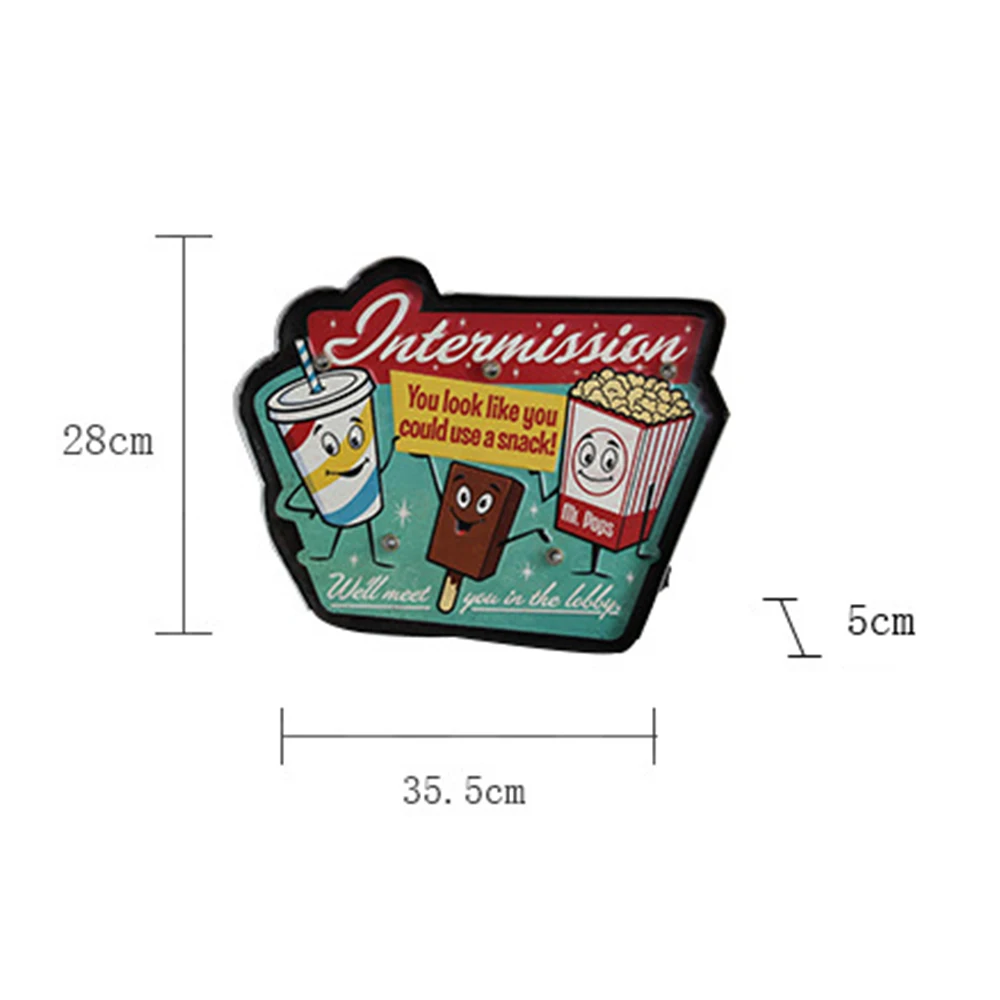 Ретро неоновая вывеска Винтаж попкорн льда крем и кола домашний декор горит Утюг