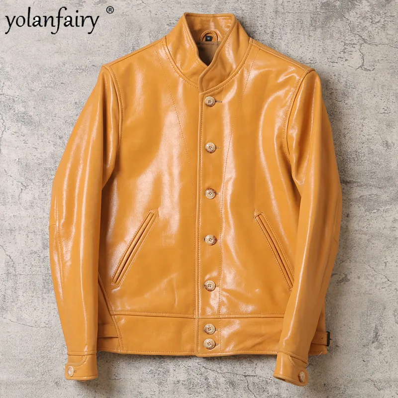 

Men's Genuine Leather 2020 Leather Jacket Men 100% Cowhide Men's Jacket Motorcycle Autumn Casacos Masculino 1905-125 Pph1131
