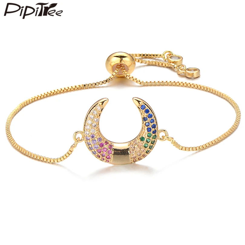 Pipitree модный браслет с Луной из нескольких фианитов регулируемые браслеты