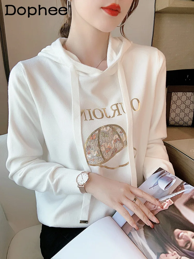 

Korean-Style Long-Sleeved White Hoodies Women 2021 New Autumn Fashion Clothing Japanese Loose Lazy Style Knit Sweatshirt Coats
