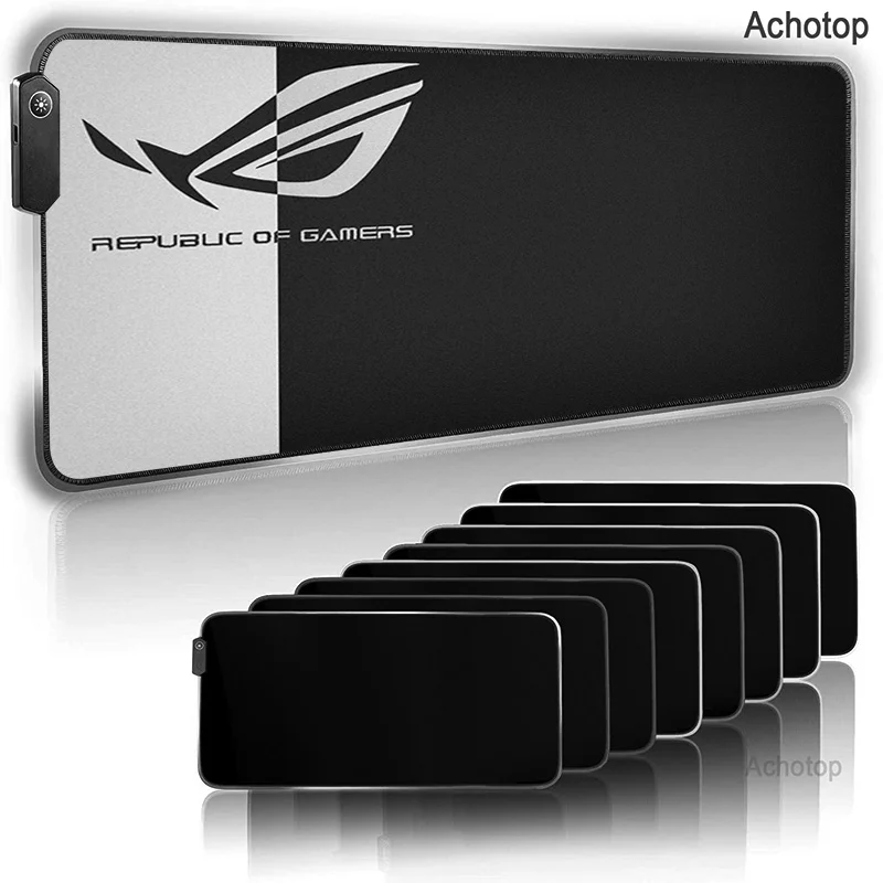 

ROG Anime Gaming Mousepad RGB Pad Large Gamer Mouse Pad Rubber LED Computer Carpet Desk Mat Keyboard Mat XXL With Backlight Pads
