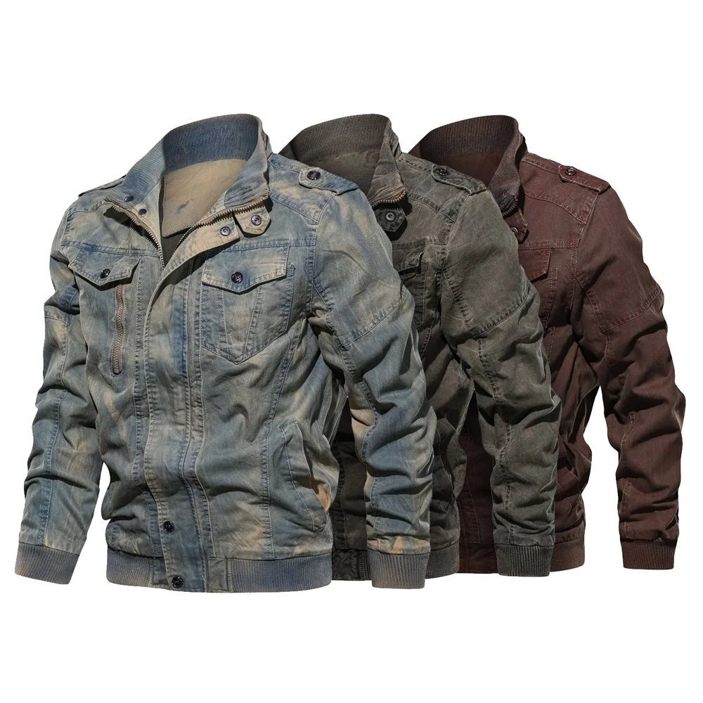 Мужская ветровка в стиле милитари хлопковая летная куртка бомбер весна осень