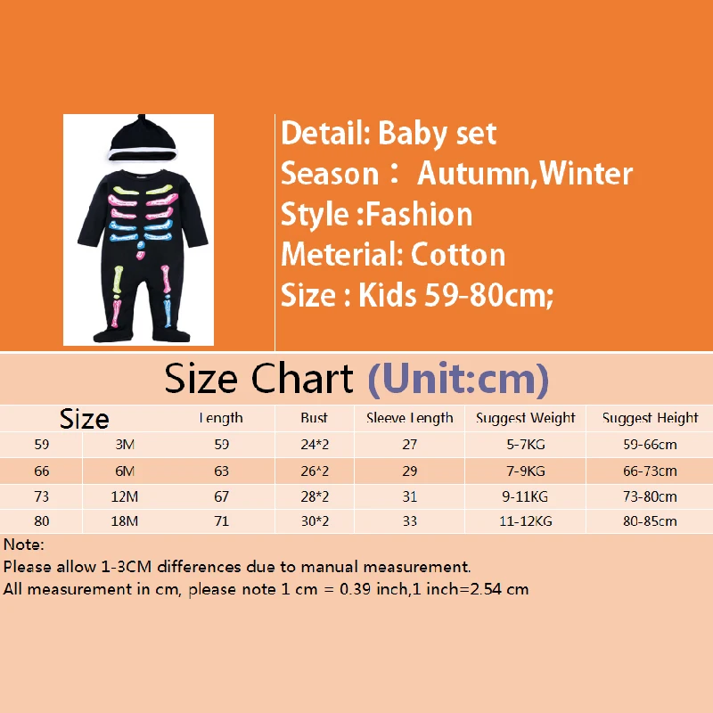 

Baby Halloween Costume For 3-18 Months Newborn Baby Clothes Toddler Boy Jumpsuit New Born Romper+hat Infant Kids Ghost Clothing