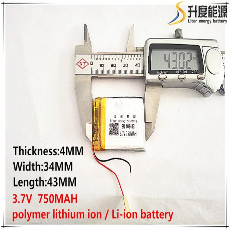 

1 шт. [SD] 3,7 В, 750 мА · ч,[403443] полимерный литий-ионный/литий-ионный аккумулятор для игрушек, внешнего аккумулятора, GPS,mp3,mp4, сотового телефона, дин...