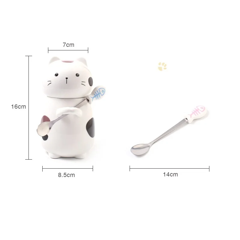 

Cat Ceramics Coffee Mug with Lid and Spoon Large Capacity Mugs Decoration Drinkware Tea Cups Novelty Couple Gift Milk Juice Cup