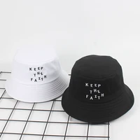 keep the faith letter embroidered fisherman hat womens bucket hat minimalist summer mens outdoor hiking hat unisex panama cap