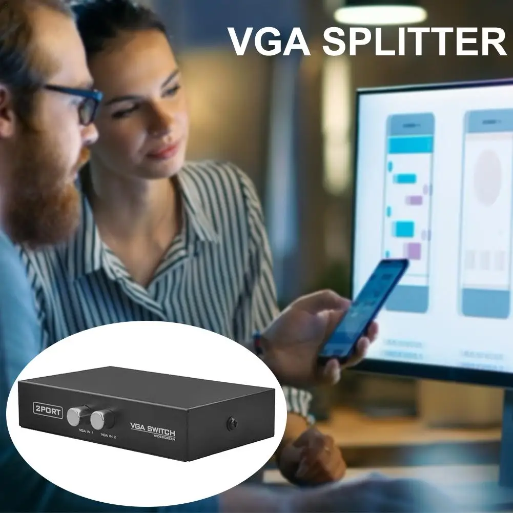 Двухсторонний переключатель 2 в 1 VGA/SVGA с ЖК-дисплеем для совместного