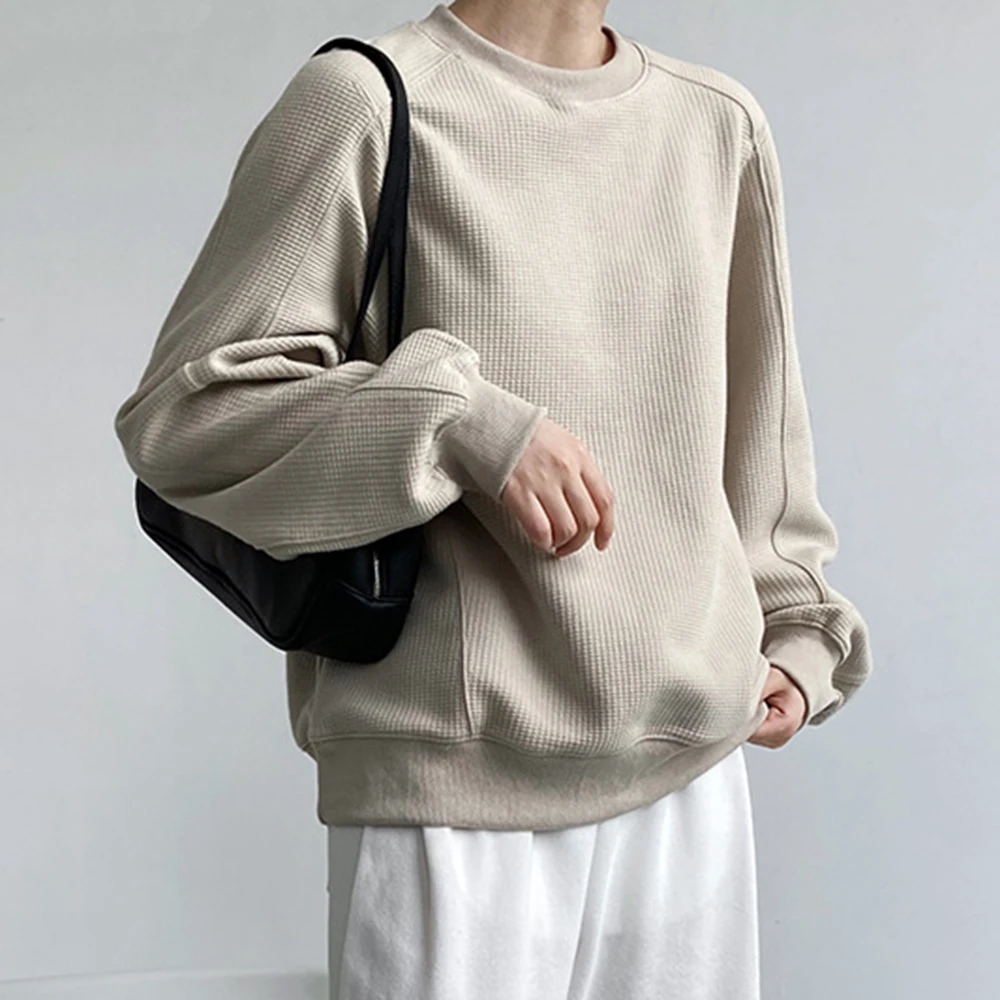 

Осень-зима 2021, Новая повседневная женская толстовка, однотонный пуловер свободного покроя с круглым вырезом и длинным рукавом, модные корей...