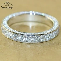 silver classic luxury high end full dazzling diamond white zircon ring platinum color wedding engagement trendy jewelry