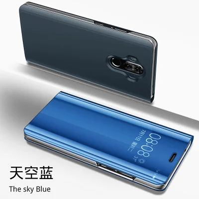 Blue Умный чехол для huawei P30 P20 Pro Lite mate 30 20 10 Honor 20 Pro Nova 5T 4e 3e, чехол с зеркальной прозрачной крышкой из искусственной кожи - Цвет: Blue